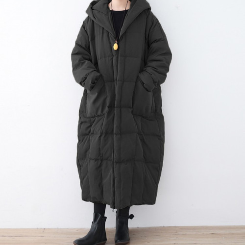厚着をしても余裕で動ける☆オーバーサイズダウンコート ブラック