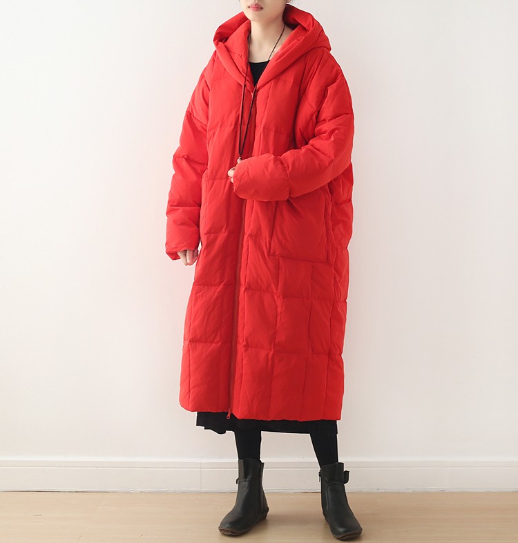 厚着をしても余裕で動ける☆オーバーサイズダウンコート レッド
