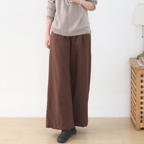 店内全品ﾎﾟｲﾝﾄ2倍!! ワイドスラックス ワインレッド
