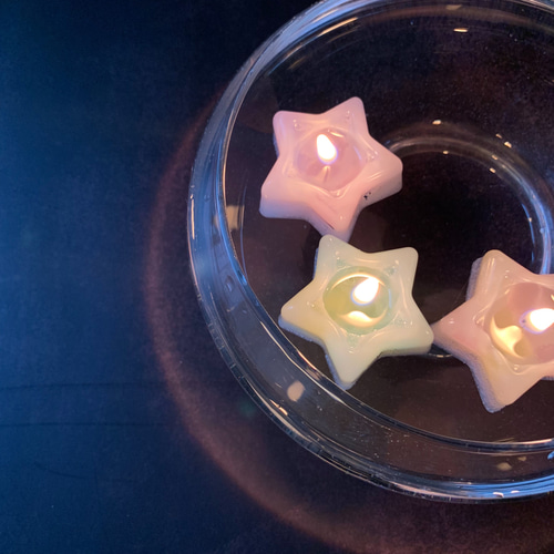 お星さまのフローティングキャンドル3個セット/シャーベットカラー