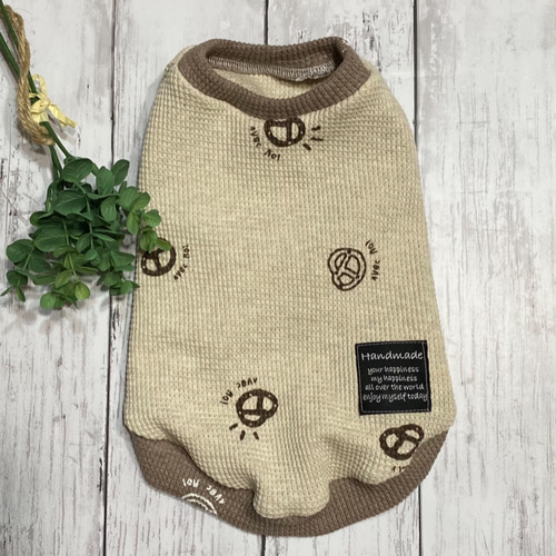 新商品【犬服・オーダー】プレッツェル柄ワッフル【タンクトップ 