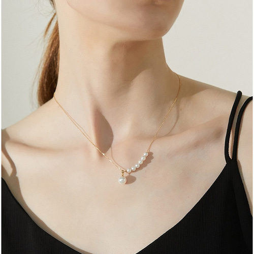 【1815】パール デザインネックレス　淡水真珠《バロック》天然ダイヤ K18