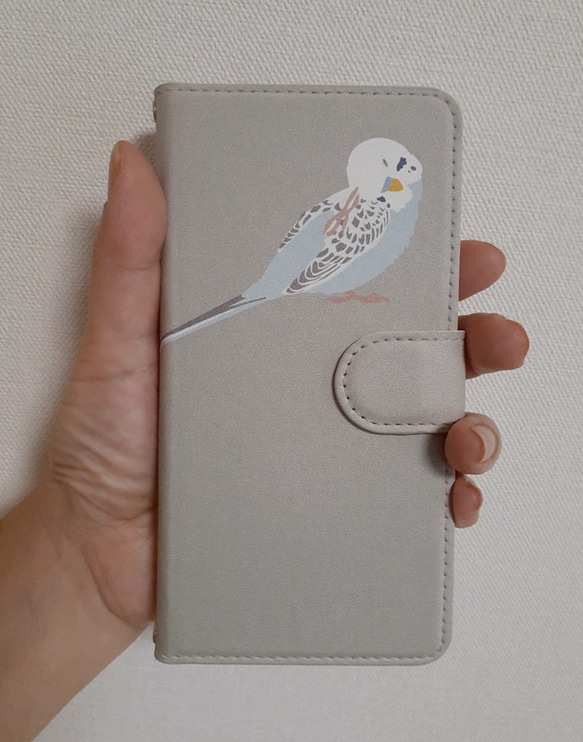 ほぼ全機種対応　手帳型スマホケース　スマホカバー（対応専用ケース、カメラホール付）インコ　鳥　 3枚目の画像