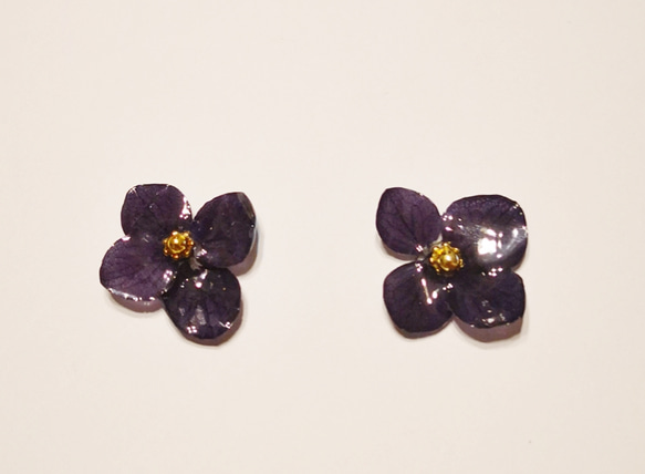 【選べる4color】紫陽花ポイントイヤリングorピアス　　プチプラ 4枚目の画像