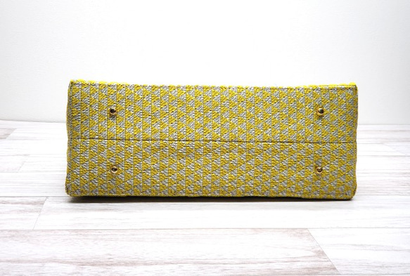 畳縁バッグ　春色のバンブーハンドルバッグ 5cm 底部分 口部分