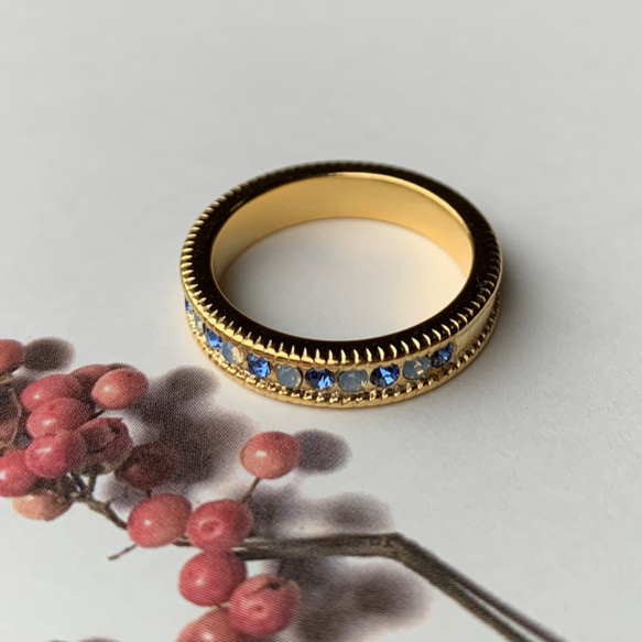 エアーブルーオパールとサファイヤのクールなキラキラエタニティリング チャトン PP11 指輪 10～11号 6枚目の画像