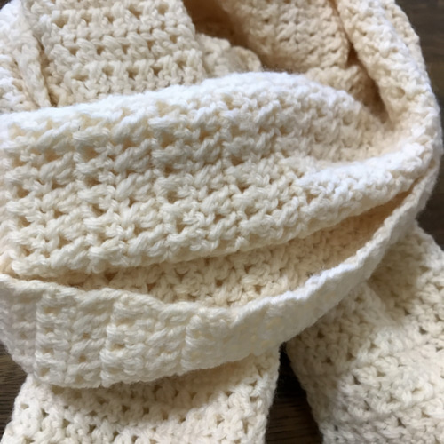 手編み ストール マフラー ナチュラル 優しいクリーム色 マフラー