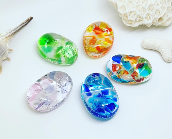 受注制作】コロンとした 箸置き 琉球ガラス たっぷり閉じ込めた クリア 