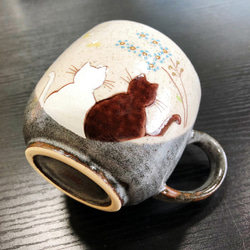 九谷焼 マグカップ 陽だまり 猫の陽だまりカラー色絵 遊陶器 食器 日本製和食器 マグカップ ギフト 贈り物 結婚祝い 2枚目の画像