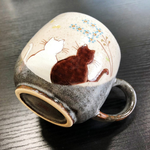 九谷焼 マグカップ 陽だまり 猫の陽だまりカラー色絵 遊陶器 食器 日本