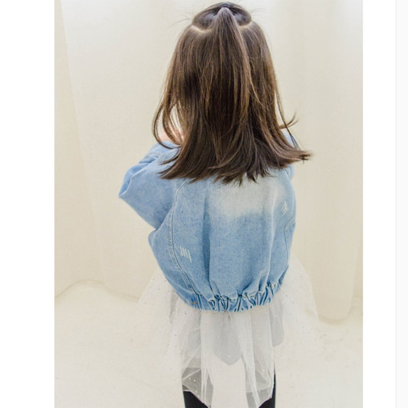 【90㎝‐150㎝】子供服　女の子/男の子兼用　デニムジャケット　ショットコート　100％綿　　#kf04 5枚目の画像