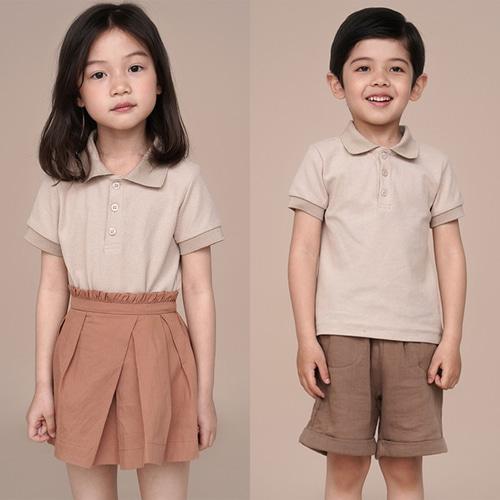 90㎝‐150㎝】キッズポロシャツ 子供半袖 女の子/男の子兼用 春夏