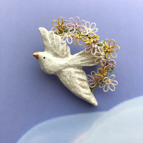 NO310 レジン ヘアゴム ブローチ ハンドメイド 鳥