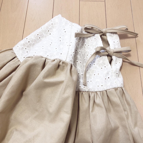 レースxホワイト☆カヌレワンピース ベビー服 oto.non_ 通販 レースxホワイト☆カヌレワンピース ベビー服 oto.non_ 通販