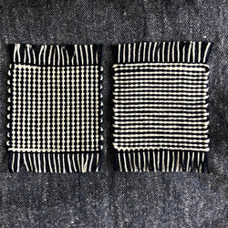 ベルギー産リネンの手織りコースター4枚セット【ベージュ2枚】【ネイビー×ホワイト2枚ボーダー】 3枚目の画像