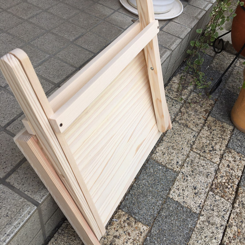 ペット・人形　撮影用折りたたみ木製ベンチ 受注製作•Lサイズ•♡🐻♡•白わんちゃん撮影会用折り畳みベンチ