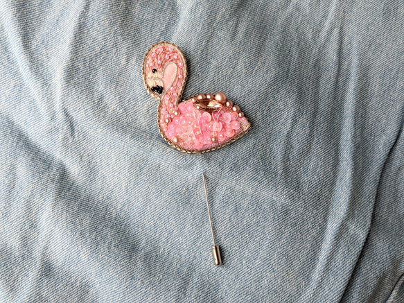 FLAMINGO brooch　フラミンゴのピンブローチ 4枚目の画像