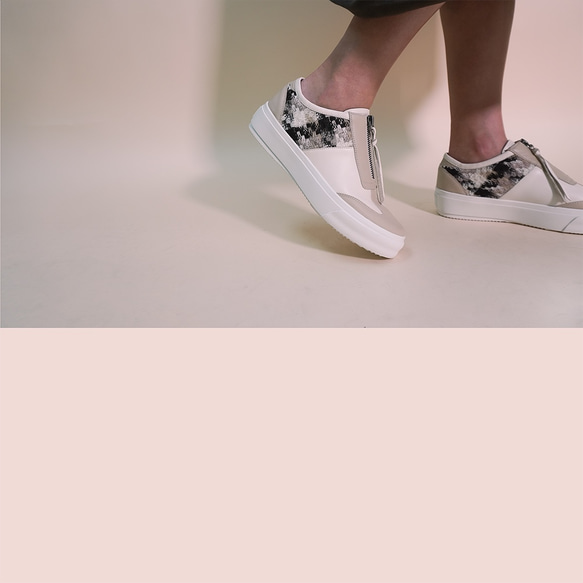 {香港設計品牌} [手工定製] 毛呢系列 - 拉鏈厚底休閒鞋 第6張的照片