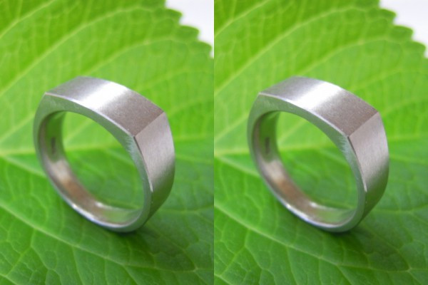 鍛造 結婚指輪 プラチナ pt900 印台リング 幅7mm 横長角の印台 カレッジリング