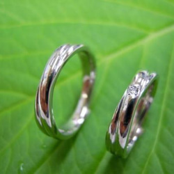 鍛造 結婚指輪 プラチナ pt900 幅3.5mm 2連リングに見える２連デザイン 2枚目の画像