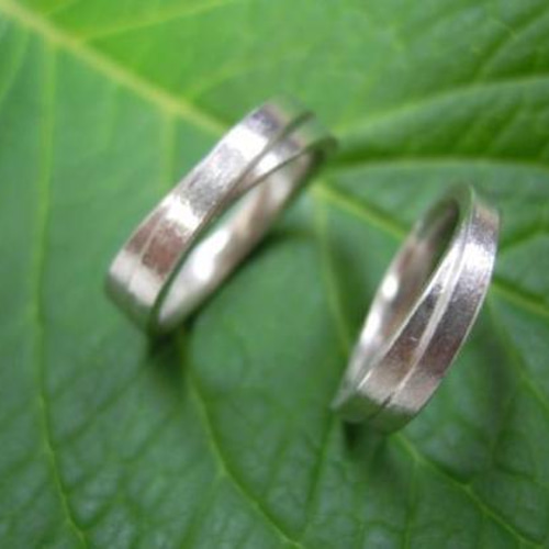鍛造 結婚指輪 プラチナ pt900 2連デザイン 2連リング 男性5mm 女性4mm 