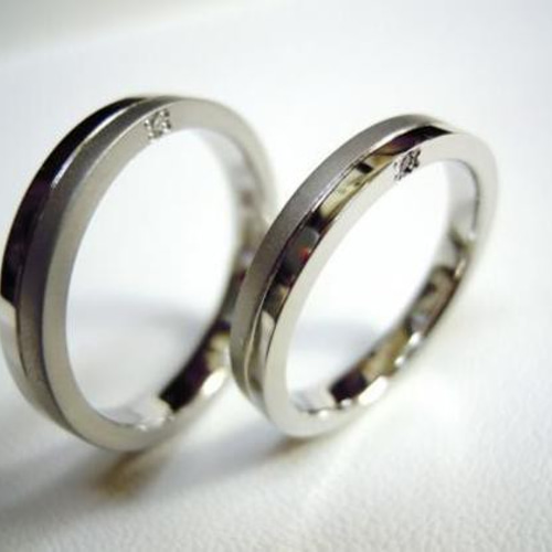 鍛造 結婚指輪 プラチナ pt900 平打ち リング 幅3mm 光沢 つや消し