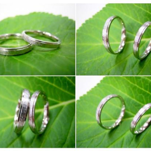 鍛造 結婚指輪 プラチナ pt900 平打ち リング 幅3mm 槌目マット
