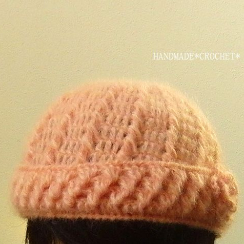 ニット帽 カラフル ピンク系 ハンドメイド 編みもの （サマー