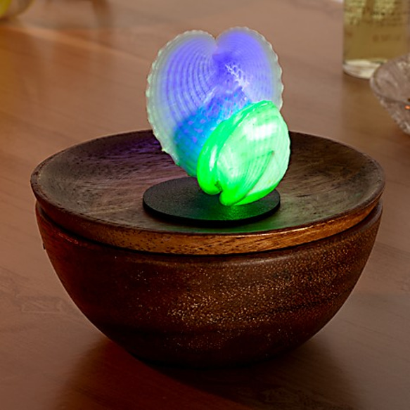 「ハート」 貝殻LEDランプ アップライトタイプ  U-01 4枚目の画像