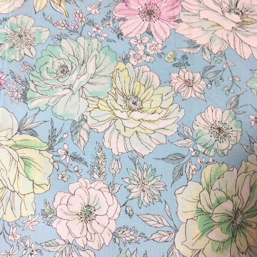 サックスブルーの花柄テーブルランナー テーブルクロス tomokk501 通販