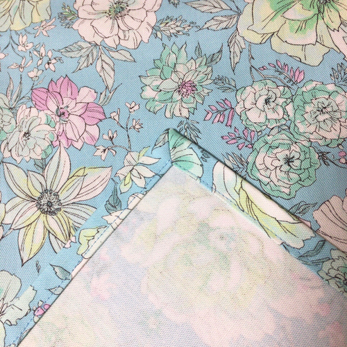 サックスブルーの花柄テーブルランナー テーブルクロス tomokk501 通販