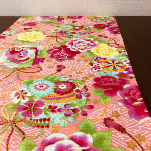 和柄テーブルランナー **ピンク** テーブルクロス tomokk501