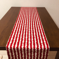 ポップなドットボーダーのテーブルランナー テーブルクロス