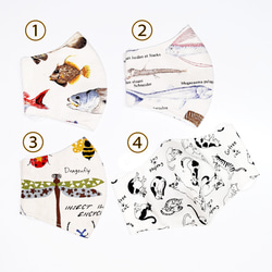 【キッズマスク2点セット】送料無料７００円　こども用立体マスクのお得な2点セットです。魚、昆虫、猫、市松模様、ウサギ 2枚目の画像