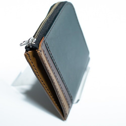 【配色カスタム無料】Ｌ字型ファスナーミニ財布（３色ストライプ） 7枚目の画像