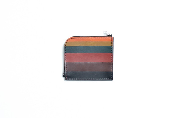 【配色カスタム無料】Ｌ字型ファスナーミニ財布（６色ボーダー） 2枚目の画像