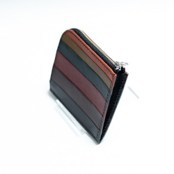 【配色カスタム無料】Ｌ字型ファスナーミニ財布（６色ボーダー） 4枚目の画像