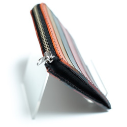 【配色カスタム無料】Ｌ字型ファスナーミニ財布（６色ボーダー） 5枚目の画像