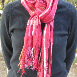 手織り カシミア混 ウール 柔らか マフラー MUF127A 赤 プレゼント 3枚目の画像