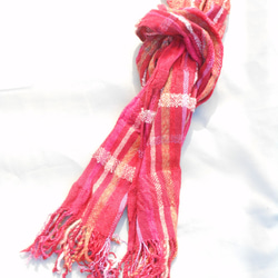 手織り カシミア混 ウール 柔らか マフラー MUF127A 赤 プレゼント 4枚目の画像