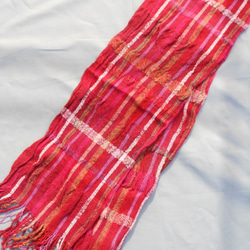 手織り カシミア混 ウール 柔らか マフラー MUF127A 赤 プレゼント 5枚目の画像