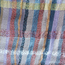 お値下げ品 手織り 茶系 大判ショール SHA106A 手染め 男女兼用 強撚糸 チェック柄 カシミア シルク ウール 3枚目の画像