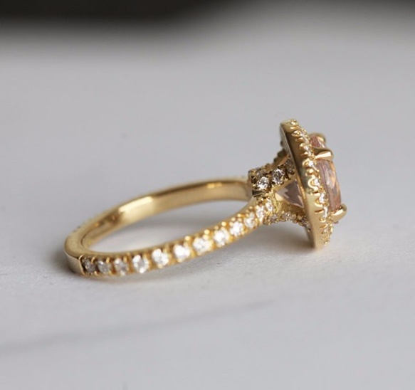 ピーチモルガナイト＆ダイヤモンドリング◆エンゲージリング（婚約指輪） 4枚目の画像