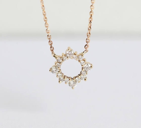 K14　ダイヤサークルネックレス　バージョン#1　Snowflake Necklace 1枚目の画像