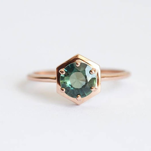 K18 ティールサファイア ソリティアリング 指輪・リング