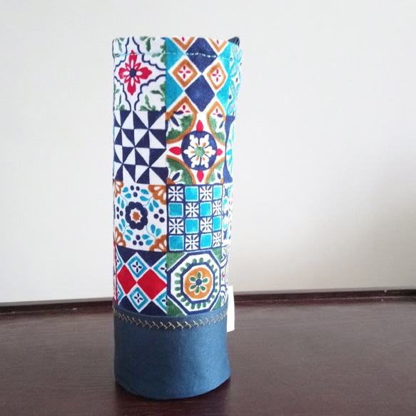 水筒ケース・サーモボトル・魔法瓶カバー (エキゾチックレトロなタイル) 2枚目の画像