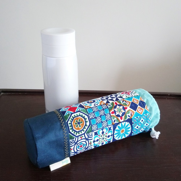水筒ケース・サーモボトル・魔法瓶カバー (エキゾチックレトロなタイル) 3枚目の画像