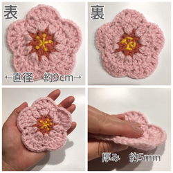 桜のミニアクリルたわし　エコたわし　母の日　プチギフト　プレゼント　コースター　かぎ針編み　毛糸　 2枚目の画像