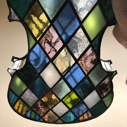 バイオリンのステンドグラス 実物大オブジェ その他インテリア雑貨