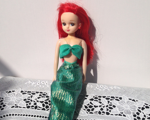 リカちゃん服  グリーン花柄オールインワン リカちゃん服 グリーン花柄オールインワン